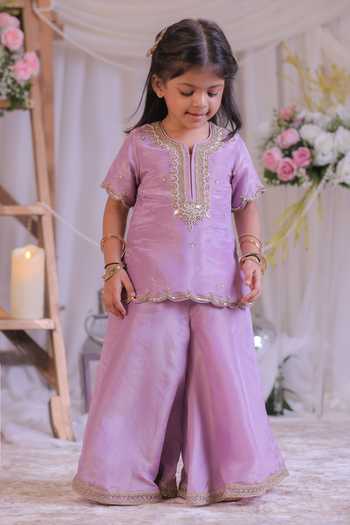 Lil Angels Embroidered Kurta & Palazzo Set