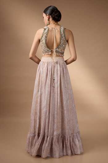 Rocky Star Hand Embroidered Blouse Lehenga Set