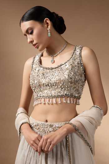 Buy Rocky Star Grey Silk, Organza Scoop Neck Printed Lehenga Blouse Set Online at Aza Fashions Buy_Rocky Star_Grey Silk, Organza Scoop Neck Printed Lehenga Blouse Set _Online_at_Aza_Fashions