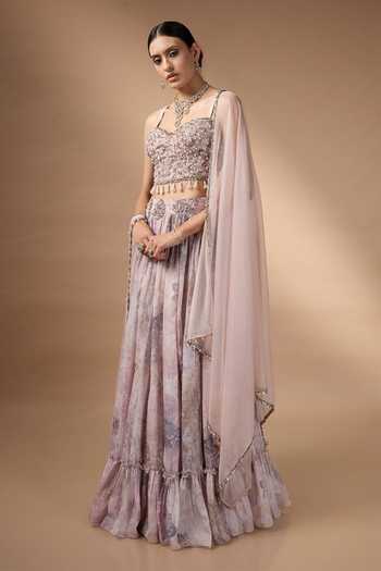 Buy Rocky Star Pink Silk, Organza Sweetheart Neck Printed Raw Lehenga Set Online at Aza Fashions Buy_Rocky Star_Pink Silk, Organza Sweetheart Neck Printed Raw Lehenga Set _Online_at_Aza_Fashions