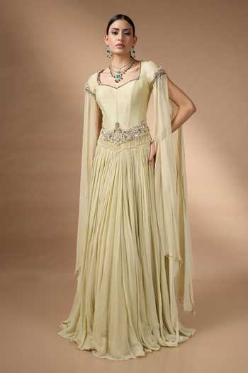 Rocky Star Hand Embroidered Metallic Corset & Skirt Set