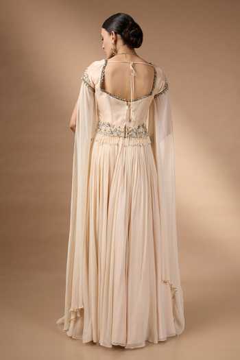 Rocky Star Hand Embroidered Georgette Corset & Skirt Set