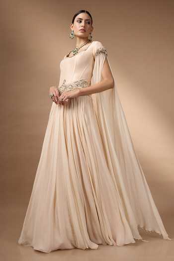 Rocky Star Cream Silk, Georgette Beads, Pearls, Stones Hand Embroidered Corset And Skirt Set Online at Aza Fashions Rocky Star_Cream Silk, Georgette Beads, Pearls, Stones Hand Embroidered Corset And Skirt Set _Online_at_Aza_Fashions