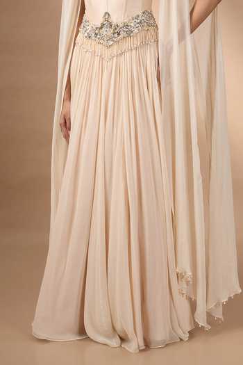 Buy Rocky Star Cream Silk, Georgette Beads, Pearls, Stones Hand Embroidered Corset And Skirt Set Online at Aza Fashions Buy_Rocky Star_Cream Silk, Georgette Beads, Pearls, Stones Hand Embroidered Corset And Skirt Set _Online_at_Aza_Fashions