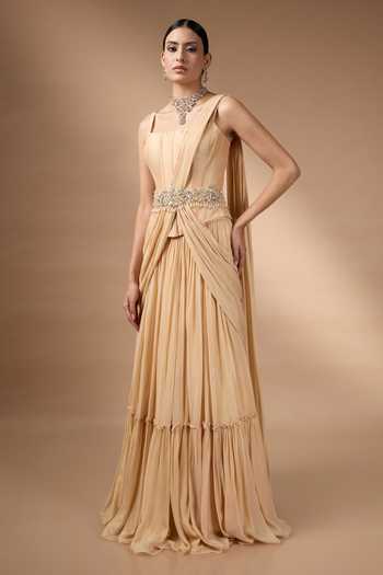 Rocky Star Hand Embroidered Metallic Corset & Skirt Set 