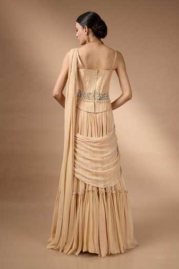 Rocky Star Hand Embroidered Metallic Corset & Skirt Set 