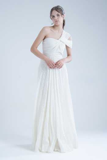 Naina Seth One Shoulder Pleated Gown 