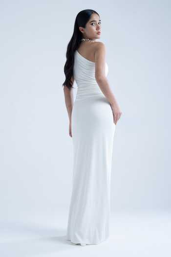 Naina Seth One Shoulder White Gown 