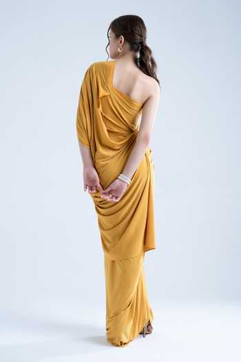 Naina Seth One Shoulder Draped Gown 