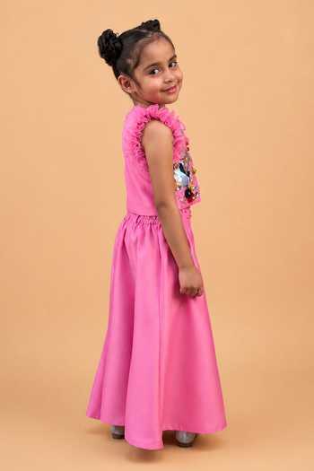 Shop Turqidz By Shweta Aggarwal Pink Silk, Dupion Embroidery Jacket And Sharara Set Online at Aza Fashions Shop_Turqidz By Shweta Aggarwal_Pink Silk, Dupion Embroidery Jacket And Sharara Set _Online_at_Aza_Fashions