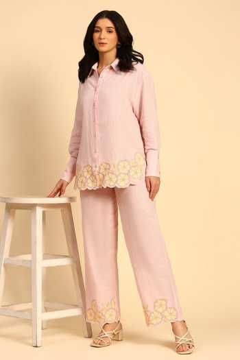 Dohr India Cotton Linen Shirt & Pant Set 