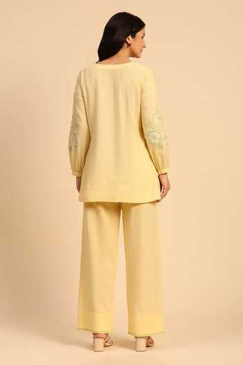 Dohr India Applique Embroidered Top & Pant Set 