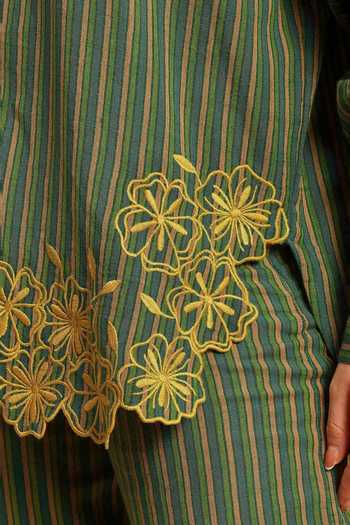 Buy Dohr India Green Cotton Collared Neck Stripe Pattern Shirt And Pant Set Buy_Dohr India_Green Cotton Collared Neck Stripe Pattern Shirt And Pant Set