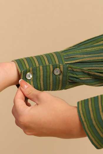 Buy Dohr India Green Cotton Collared Neck Stripe Pattern Shirt And Pant Set Online at Aza Fashions Buy_Dohr India_Green Cotton Collared Neck Stripe Pattern Shirt And Pant Set _Online_at_Aza_Fashions
