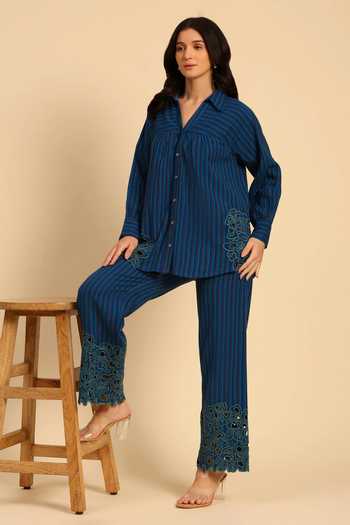 Dohr India Stripes Pattern Shirt & Pant Set 