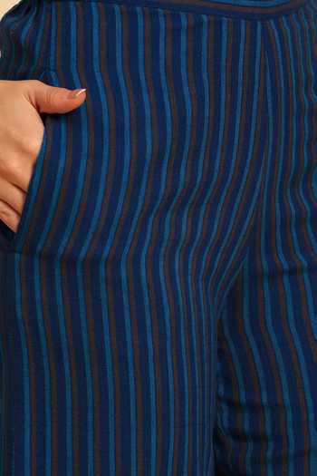 Dohr India Blue Cotton Collared Neck Stripes Pattern Shirt And Pant Set Online at Aza Fashions Dohr India_Blue Cotton Collared Neck Stripes Pattern Shirt And Pant Set _Online_at_Aza_Fashions