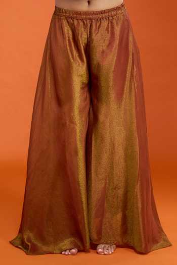 Buy Samyukta Singhania Brown Round Neck, Yes Embroidery Kurta Set With Dupatta Online at Aza Fashions Buy_Samyukta Singhania_Brown Round Neck, Yes Embroidery Kurta Set With Dupatta _Online_at_Aza_Fashions