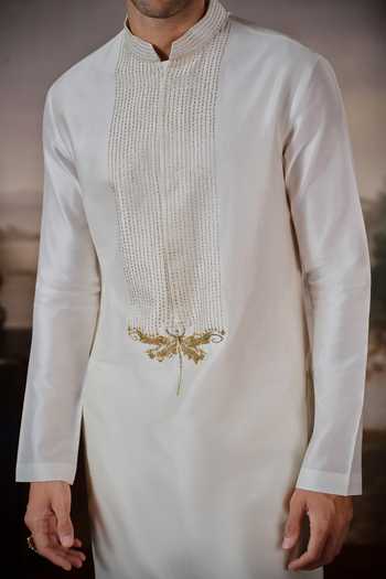 Shop Mahima Mahajan Ivory Chanderi Bhavin Embroidered Kurta Set Shop_Mahima Mahajan_Ivory Chanderi Bhavin Embroidered Kurta Set