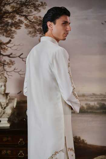 Mahima Mahajan Ivory Chanderi Tariq Embroidered Kurta And Pant Set Online at Aza Fashions Mahima Mahajan_Ivory Chanderi Tariq Embroidered Kurta And Pant Set _Online_at_Aza_Fashions