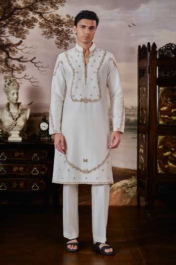 Buy Mahima Mahajan Ivory Chanderi Tariq Embroidered Kurta And Pant Set Buy_Mahima Mahajan_Ivory Chanderi Tariq Embroidered Kurta And Pant Set
