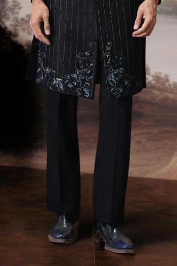 Mahima Mahajan Black Silk, Cotton Satin Advik Embroidered Sherwani Set Online at Aza Fashions Mahima Mahajan_Black Silk, Cotton Satin Advik Embroidered Sherwani Set _Online_at_Aza_Fashions