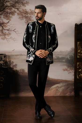 Mahima Mahajan Adrit Embroidered Bandhgala Jacket Set