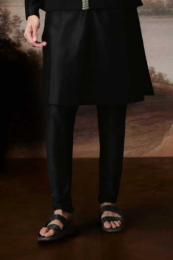 Mahima Mahajan Black Silk, Chanderi Embroidery Atharv Bundi And Kurta Set Online at Aza Fashions Mahima Mahajan_Black Silk, Chanderi Embroidery Atharv Bundi And Kurta Set _Online_at_Aza_Fashions