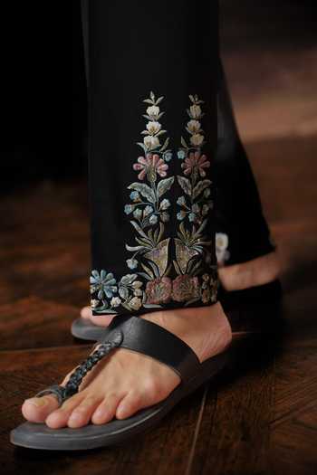 Buy_Mahima Mahajan_Black Chanderi, Cotton Satin Arnit Embroidered Kurta Set _Online_at_Aza_Fashions