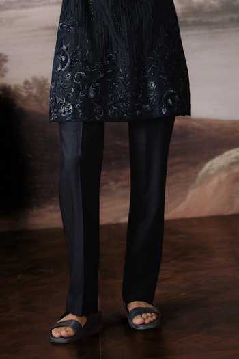 Shop_Mahima Mahajan_Black Chanderi Advit Embroidered Kurta Set _Online_at_Aza_Fashions