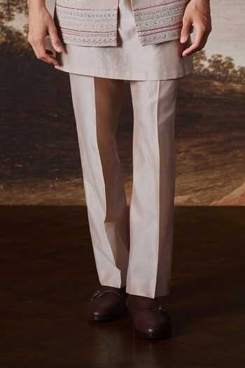 Mahima Mahajan_Pink Silk, Chanderi Embroidery Aagam Bundi And Kurta Set _Online_at_Aza_Fashions