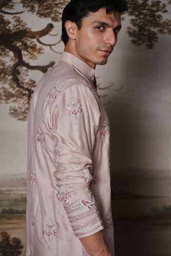 Buy_Mahima Mahajan_Pink , Silk Yuvan Embroidered Kurta Set _Online_at_Aza_Fashions