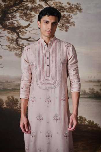 Buy_Mahima Mahajan_Pink , Silk Yuvan Embroidered Kurta Set 