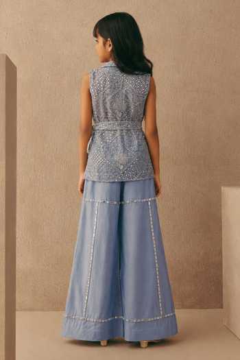 Twenty Nine Mirror Work Blazer & Flared Pant Set 