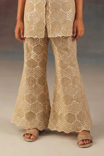 Shop Twenty Nine Gold Georgette Embroidered Jacket And Bell Bottom Pant Set Online at Aza Fashions Shop_Twenty Nine_Gold Georgette Embroidered Jacket And Bell Bottom Pant Set _Online_at_Aza_Fashions
