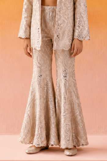 Twenty Nine Ivory Georgette Mirror Work Blazer Sharara Set Online at Aza Fashions Twenty Nine_Ivory Georgette Mirror Work Blazer Sharara Set _Online_at_Aza_Fashions