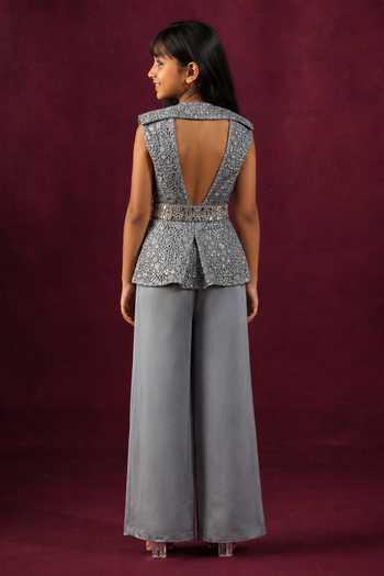 Twenty Nine Lace Mirror Work Jacket & Wrap Pant Set 