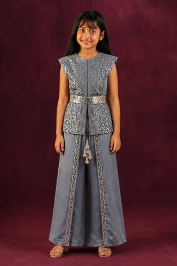 Twenty Nine Lace Mirror Work Jacket & Wrap Pant Set 