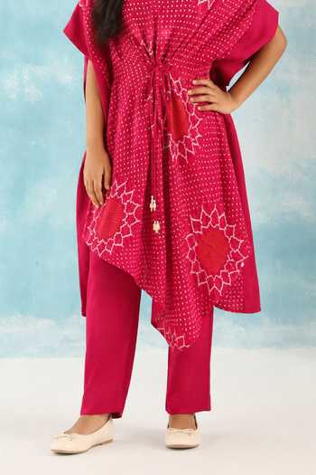 Twenty Nine Pink Bandhani Kaftan And Pant Set Online at Aza Fashions Twenty Nine_Pink Bandhani Kaftan And Pant Set _Online_at_Aza_Fashions