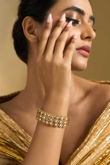 Nazaakat By Samara Singh Polki Faux Diamond Studded Bracelet