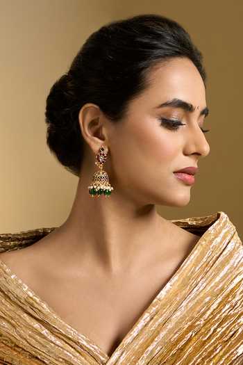 Nazaakat By Samara Singh Multi Color Bead Drop Jhumkas at Aza Fashions Nazaakat By Samara Singh_Multi Color Bead Drop Jhumkas _at_Aza_Fashions