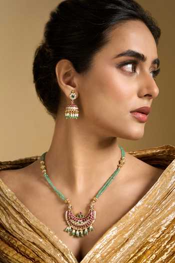 Nazaakat By Samara Singh Bead Drop Pendant Necklace Set 