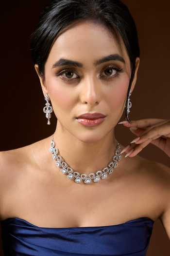 Nazaakat By Samara Singh Silver Plated Stone Studded Necklace Set at Aza Fashions Nazaakat By Samara Singh_Silver Plated Stone Studded Necklace Set _at_Aza_Fashions