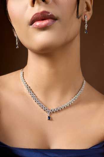 Buy Nazaakat By Samara Singh Silver Plated Cutout Necklace Set Buy_Nazaakat By Samara Singh_Silver Plated Cutout Necklace Set