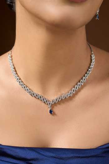 Shop Nazaakat By Samara Singh Silver Plated Cutout Necklace Set Shop_Nazaakat By Samara Singh_Silver Plated Cutout Necklace Set