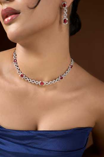 Nazaakat By Samara Singh Silver Plated Stone Studded Necklace Set Online at Aza Fashions Nazaakat By Samara Singh_Silver Plated Stone Studded Necklace Set _Online_at_Aza_Fashions