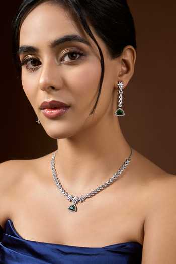 Nazaakat By Samara Singh Silver Plated Stone Studded Necklace Set Online at Aza Fashions Nazaakat By Samara Singh_Silver Plated Stone Studded Necklace Set _Online_at_Aza_Fashions