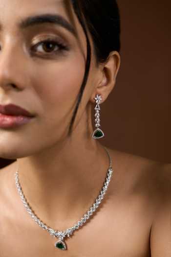 Buy Nazaakat By Samara Singh Silver Plated Stone Studded Necklace Set Online at Aza Fashions Buy_Nazaakat By Samara Singh_Silver Plated Stone Studded Necklace Set _Online_at_Aza_Fashions