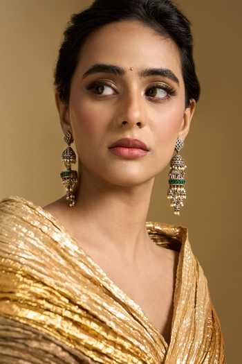 Buy Nazaakat By Samara Singh Green Polki Studded Earrings Online at Aza Fashions Buy_Nazaakat By Samara Singh_Green Polki Studded Earrings _Online_at_Aza_Fashions
