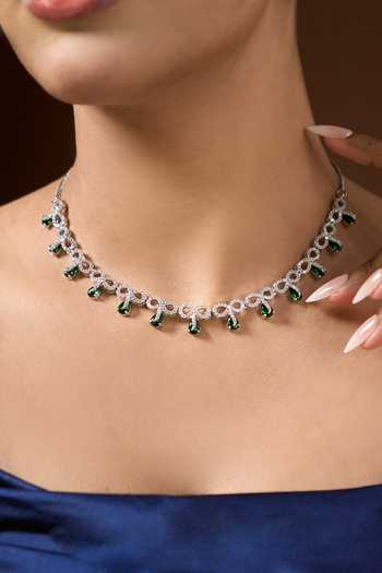 Nazaakat By Samara Singh Silver Plated Stone Studded Necklace Set Online at Aza Fashions Nazaakat By Samara Singh_Silver Plated Stone Studded Necklace Set _Online_at_Aza_Fashions