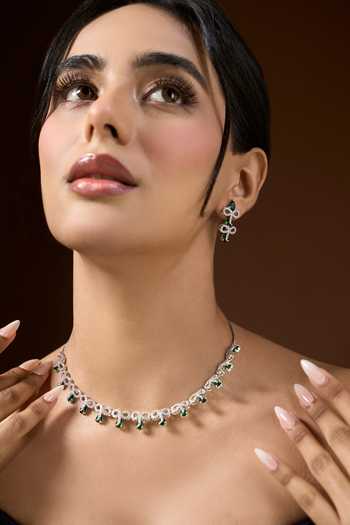 Buy Nazaakat By Samara Singh Silver Plated Stone Studded Necklace Set Online at Aza Fashions Buy_Nazaakat By Samara Singh_Silver Plated Stone Studded Necklace Set _Online_at_Aza_Fashions